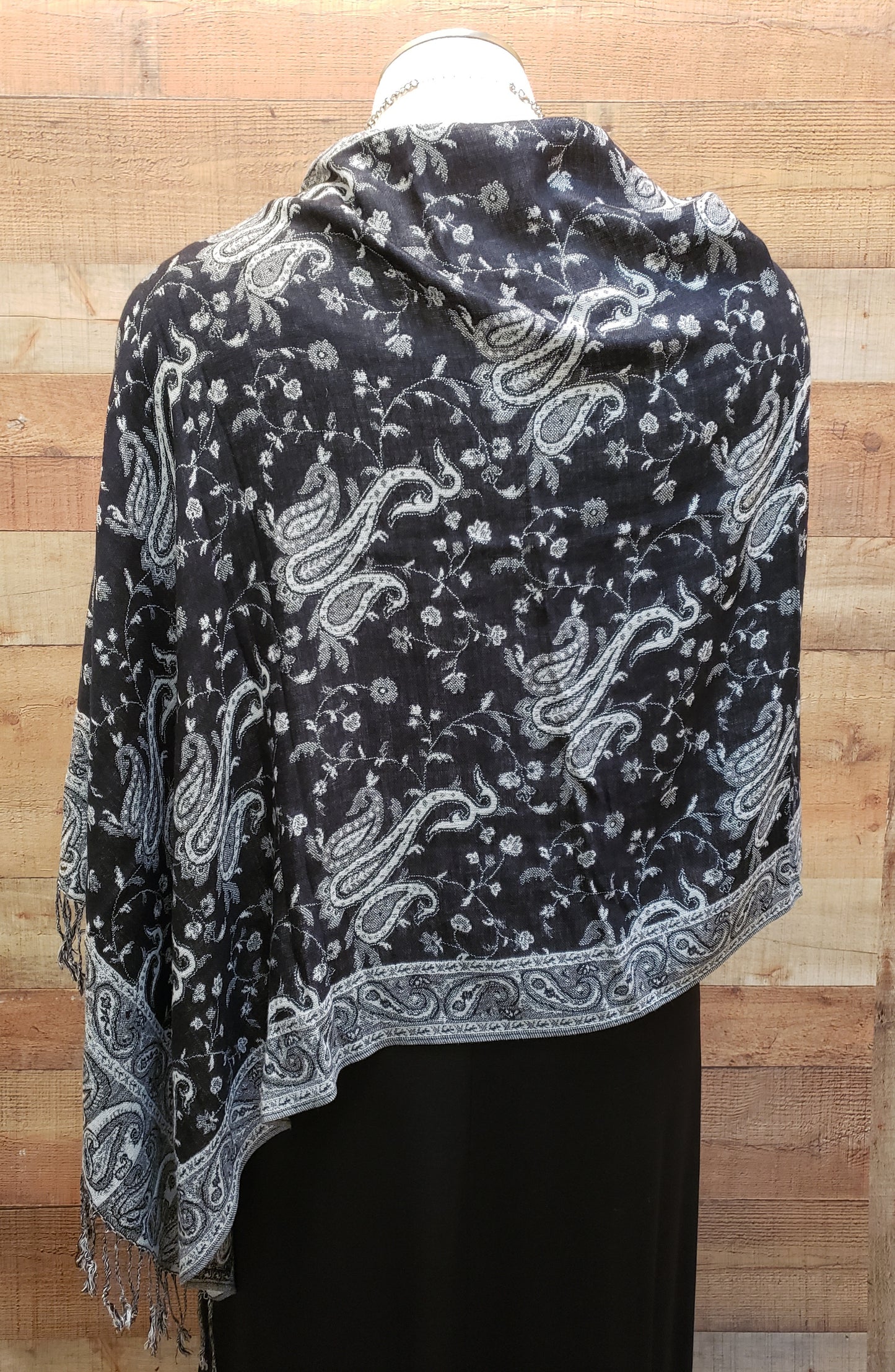 2 Button Black & White Shawl Original Design by Gypsy Wind Clothing